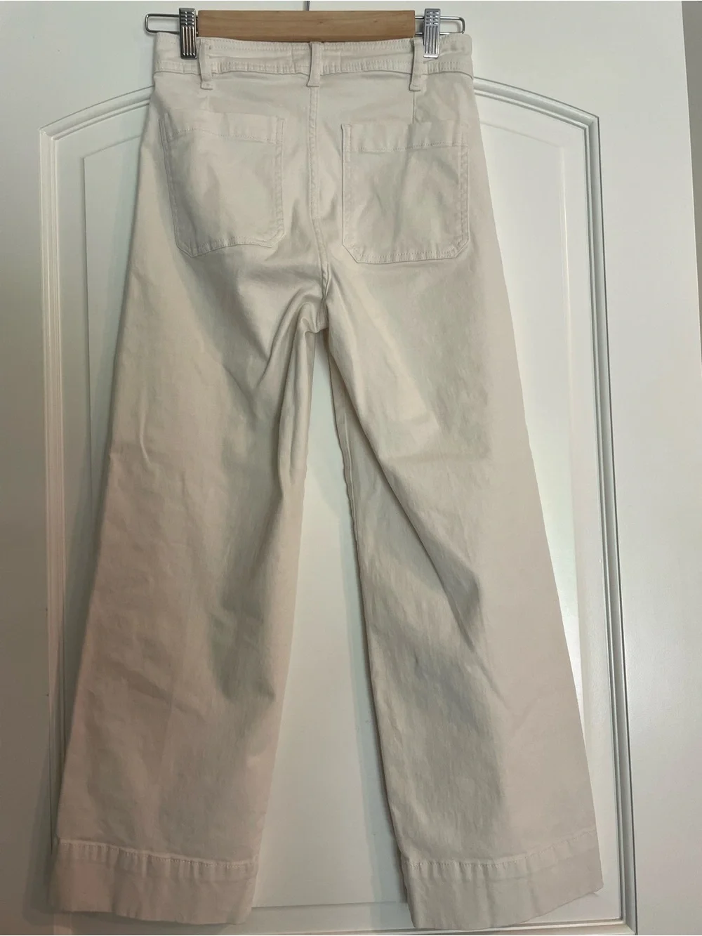 Bagatelle Collection Women's Ivory Wide-Leg Twill Cotton Pants Pockets Size 2